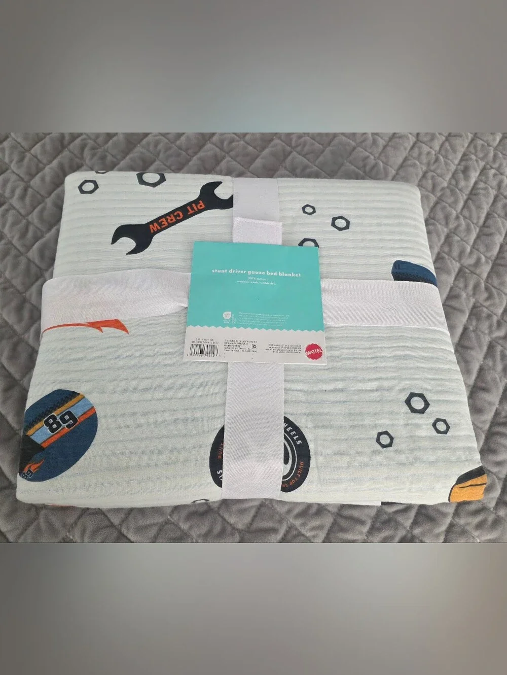 Twin/Full Hot Wheels Retro Matelasse Cotton Gauze Print Kids' Bed Blanket Cream